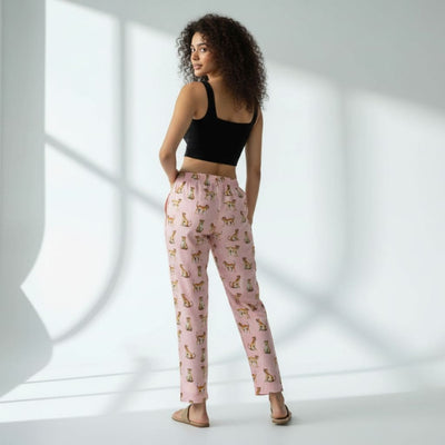 The Tiger in Pink Viscose Tapered Straight Fit Pant