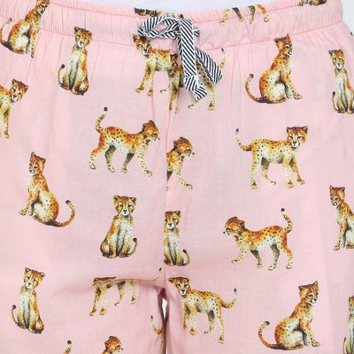 The Tiger in Pink Viscose Tapered Straight Fit Pant