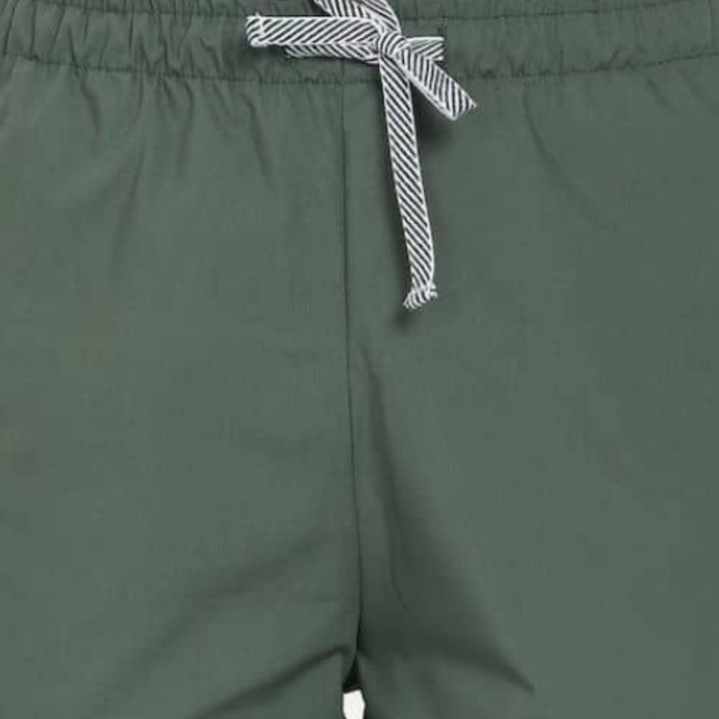 The Solid Green Cotton Poplin Tapered Straight Fit Pant