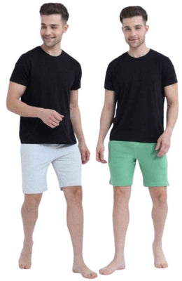 The AliceBlue & MediumSeaGreen Everywear Shorts ( Pack of 2 )
