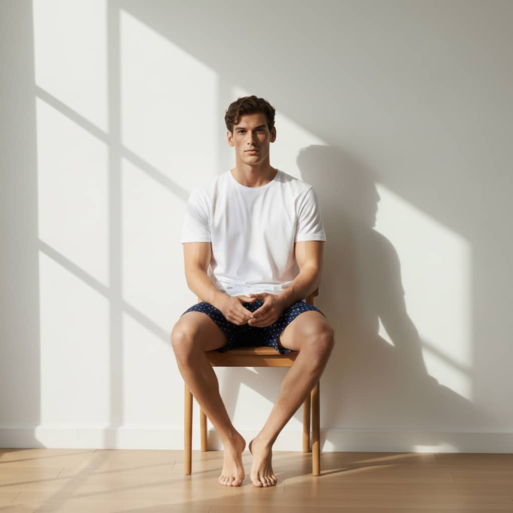 The Polka Navy Cotton Poplin Boxer Shorts