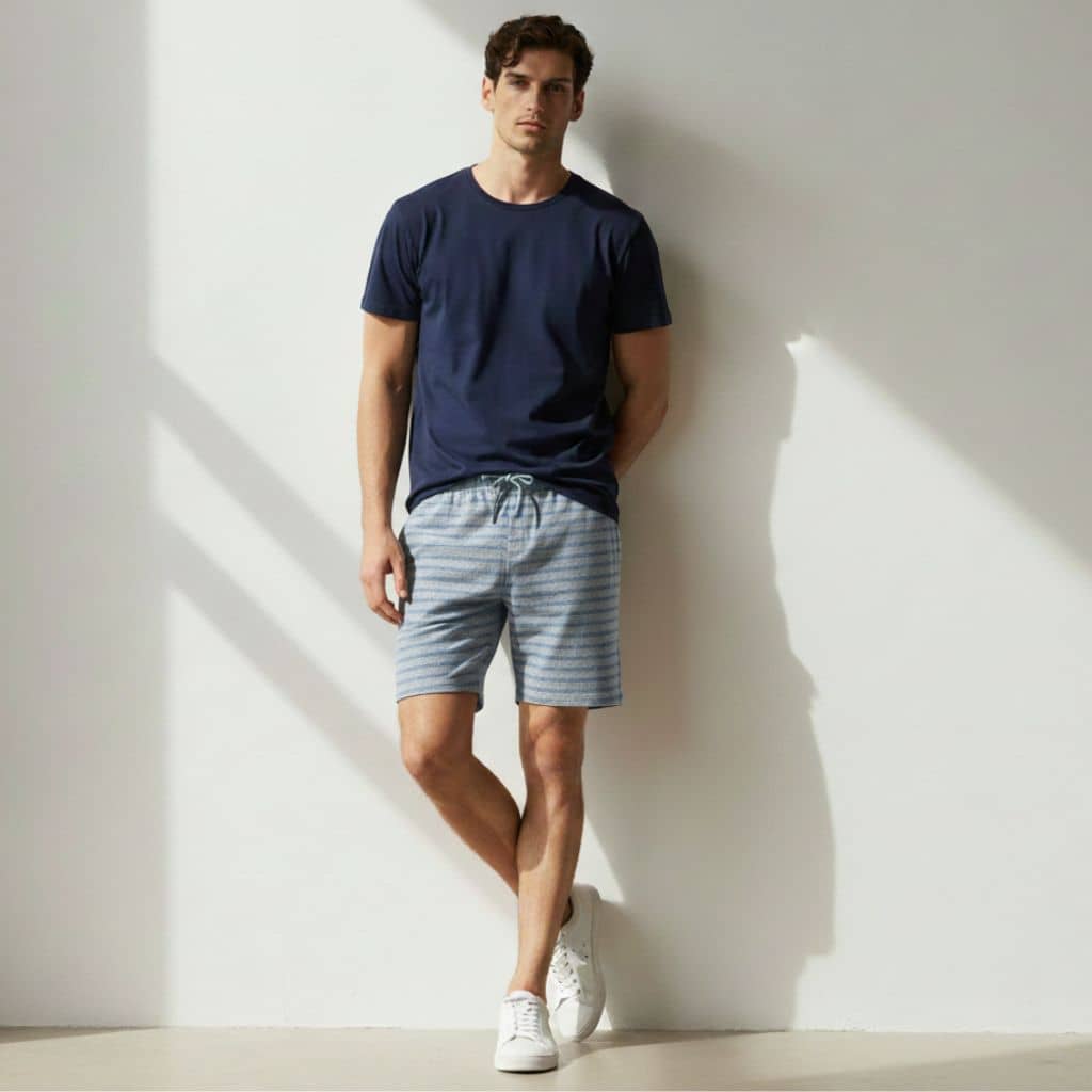 The Stripe Blue French Terry Shorts