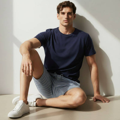 The Stripe Blue French Terry Shorts