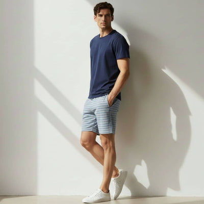 The Stripe Blue French Terry Shorts