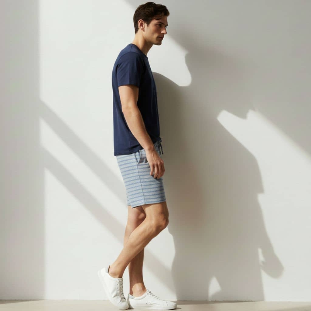 The Stripe Blue French Terry Shorts