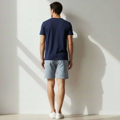 The Stripe Blue French Terry Shorts