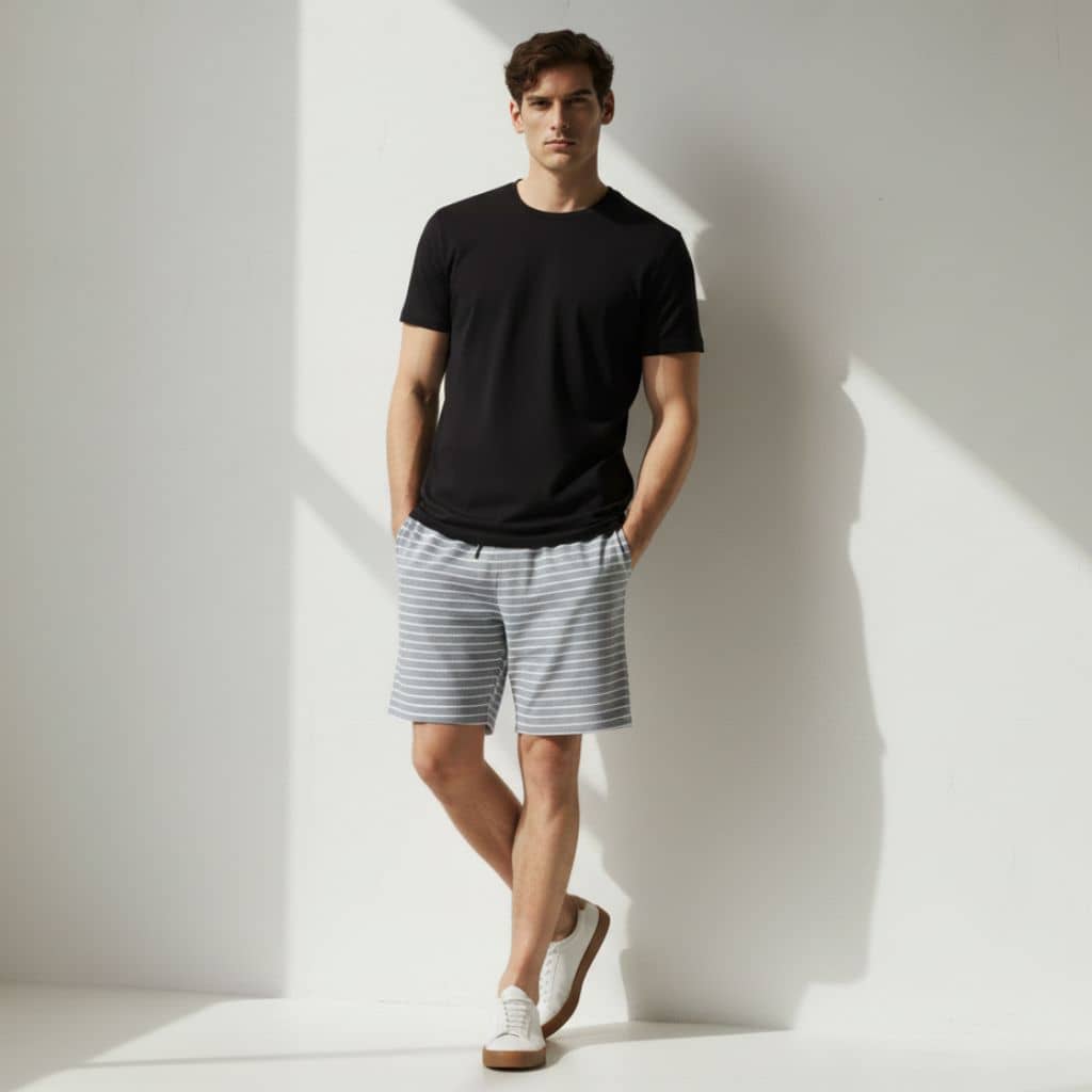 The Stripe Columbia Blue French Terry Shorts