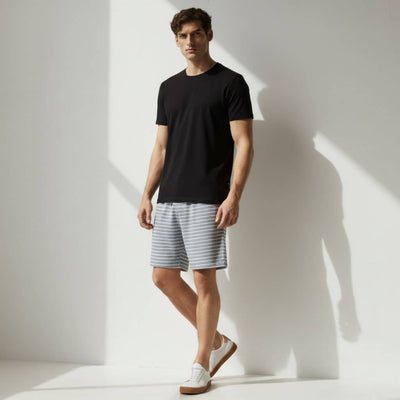 The Stripe Columbia Blue French Terry Shorts