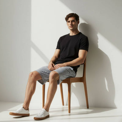 The Stripe Columbia Blue French Terry Shorts