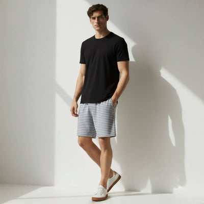 The Stripe Columbia Blue French Terry Shorts
