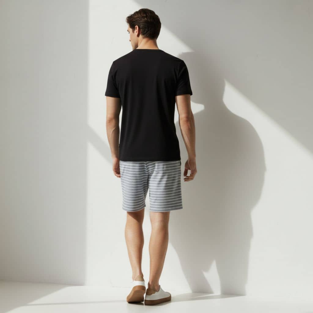 The Stripe Columbia Blue French Terry Shorts