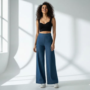 THICK in Denim High Waist Wide Leg Trousers