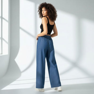 THICK in Denim High Waist Wide Leg Trousers