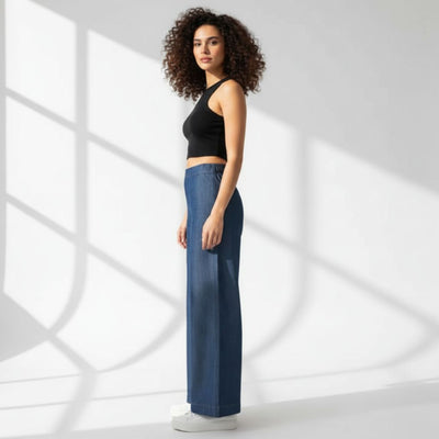 THICK in Denim High Waist Wide Leg Trousers