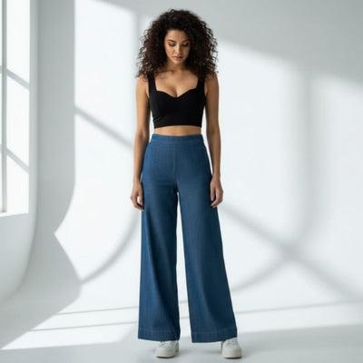 THICK in Denim High Waist Wide Leg Trousers