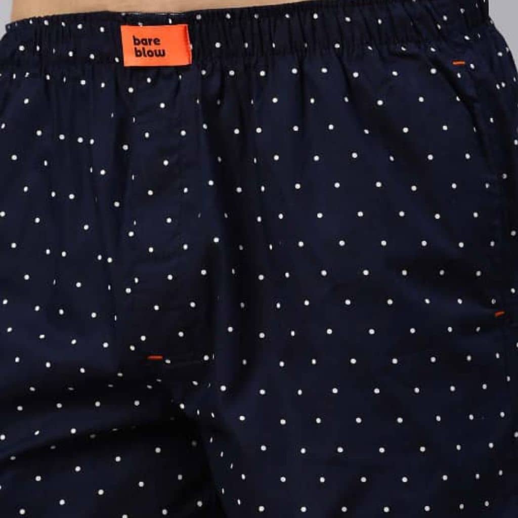 The Polka Navy Cotton Poplin Boxer Shorts