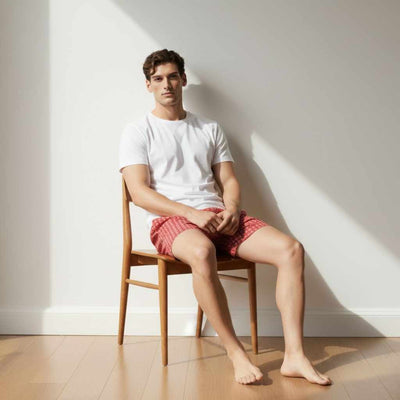 The Floral Printed in Red Cotton Boxer Shorts