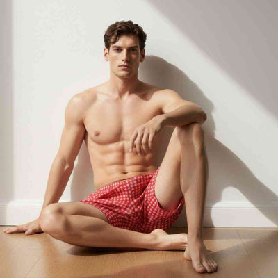 The Floral Printed in Red Cotton Boxer Shorts