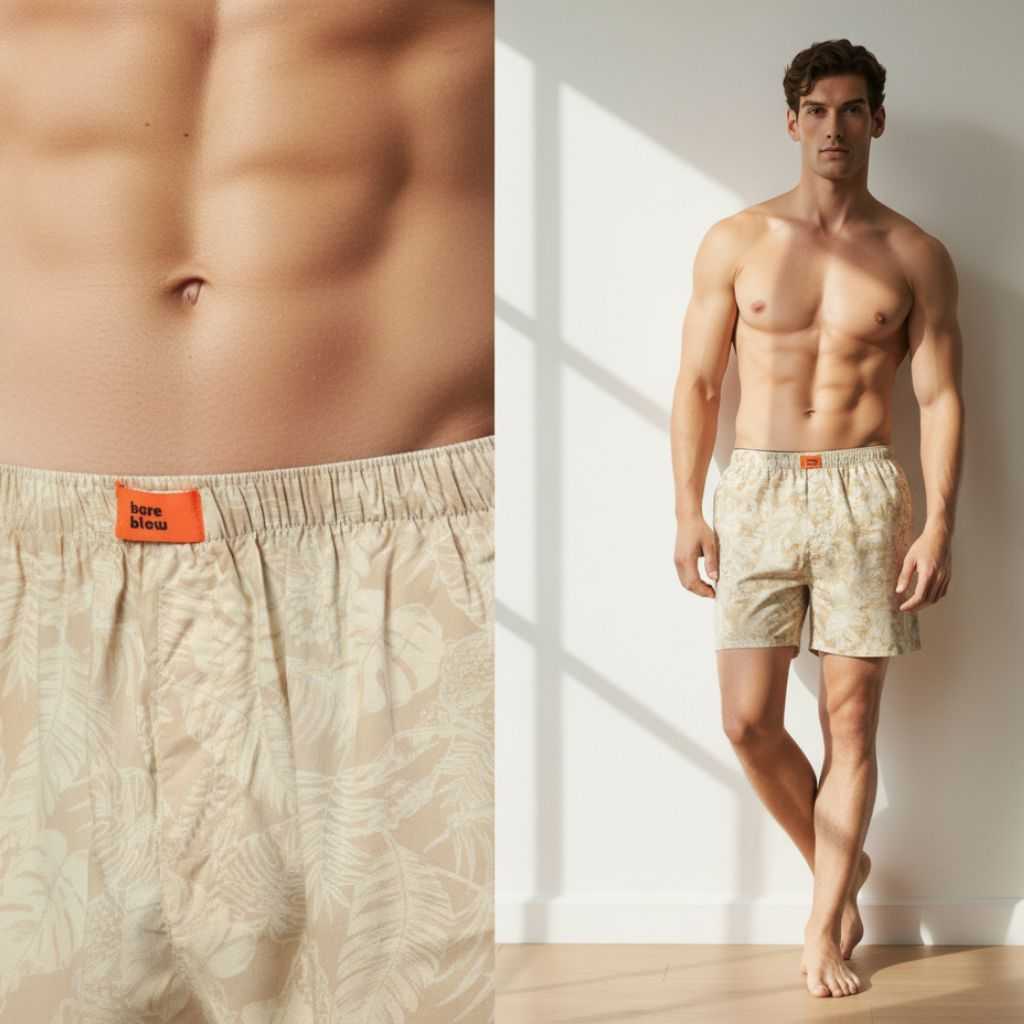 The Floral Print Cream Rayon Boxer Shorts