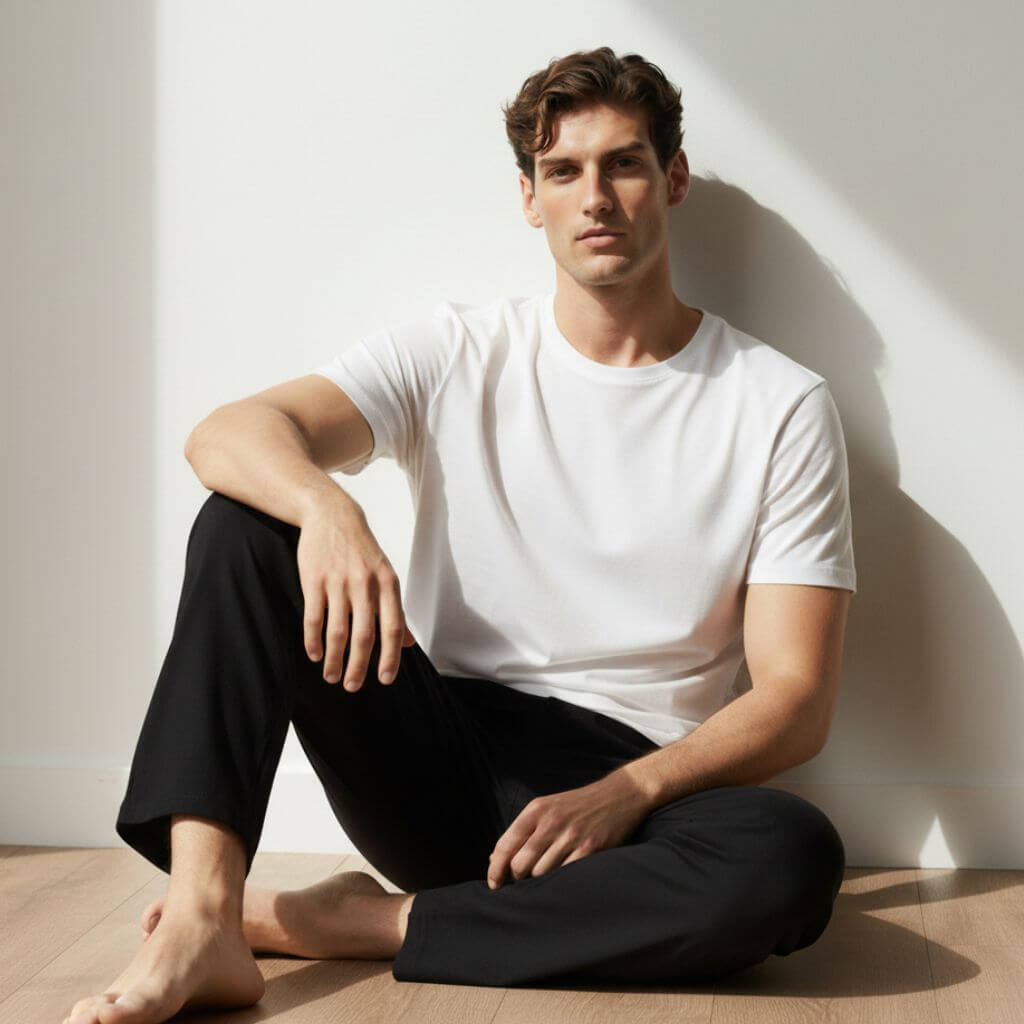 The Solid Black Rayon Men PJ Pant