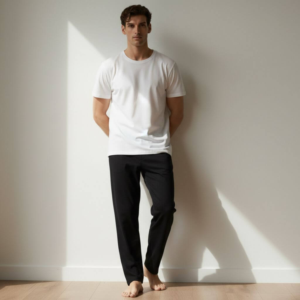 The Solid Black Rayon Men PJ Pant