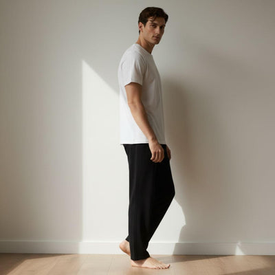 The Solid Black Rayon Men PJ Pant