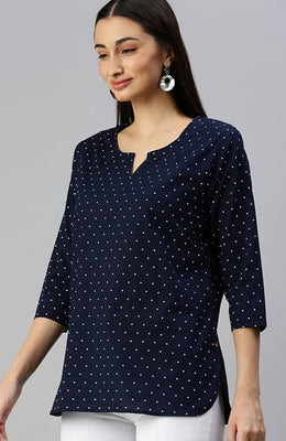 The Blue Polka Dot Printed Women Top