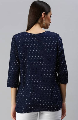 The Blue Polka Dot Printed Women Top