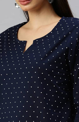 The Blue Polka Dot Printed Women Top