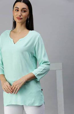 The Gemstone Aquamarine Solid Women Top