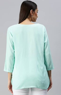 The Gemstone Aquamarine Solid Women Top
