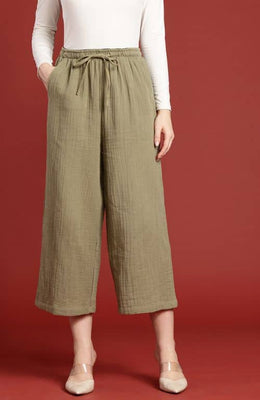 The Hunter Olive Women Wide Leg Pant