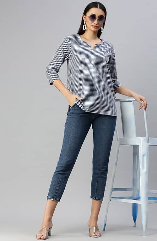 The Mini Gingham Checked Women Top