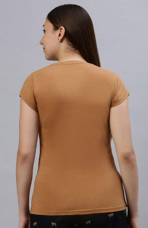 The Pearl Brown Crew Neck T-Shirt For Women