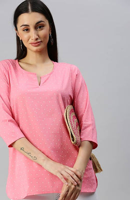The Pink Polka Dot Printed Women Top