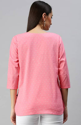 The Pink Polka Dot Printed Women Top