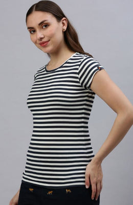 The Rich Striped Nautical Crew Neck T-Shirt For Women