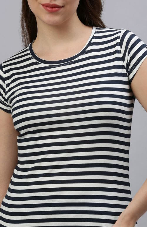 The Rich Striped Nautical Crew Neck T-Shirt For Women