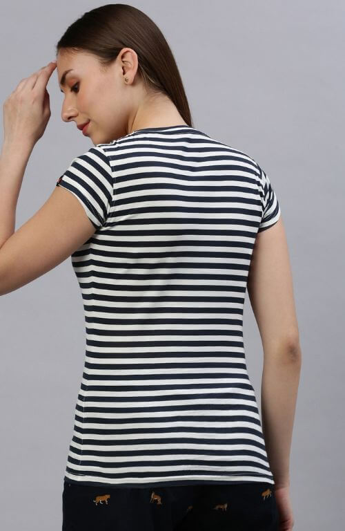 The Rich Striped Nautical Crew Neck T-Shirt For Women