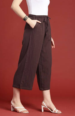 The Seal Brown Solid Women Wide Leg
