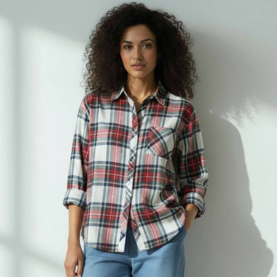 The Classic Red & Ivory Plaid Cotton Shirt