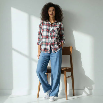 The Classic Red & Ivory Plaid Cotton Shirt