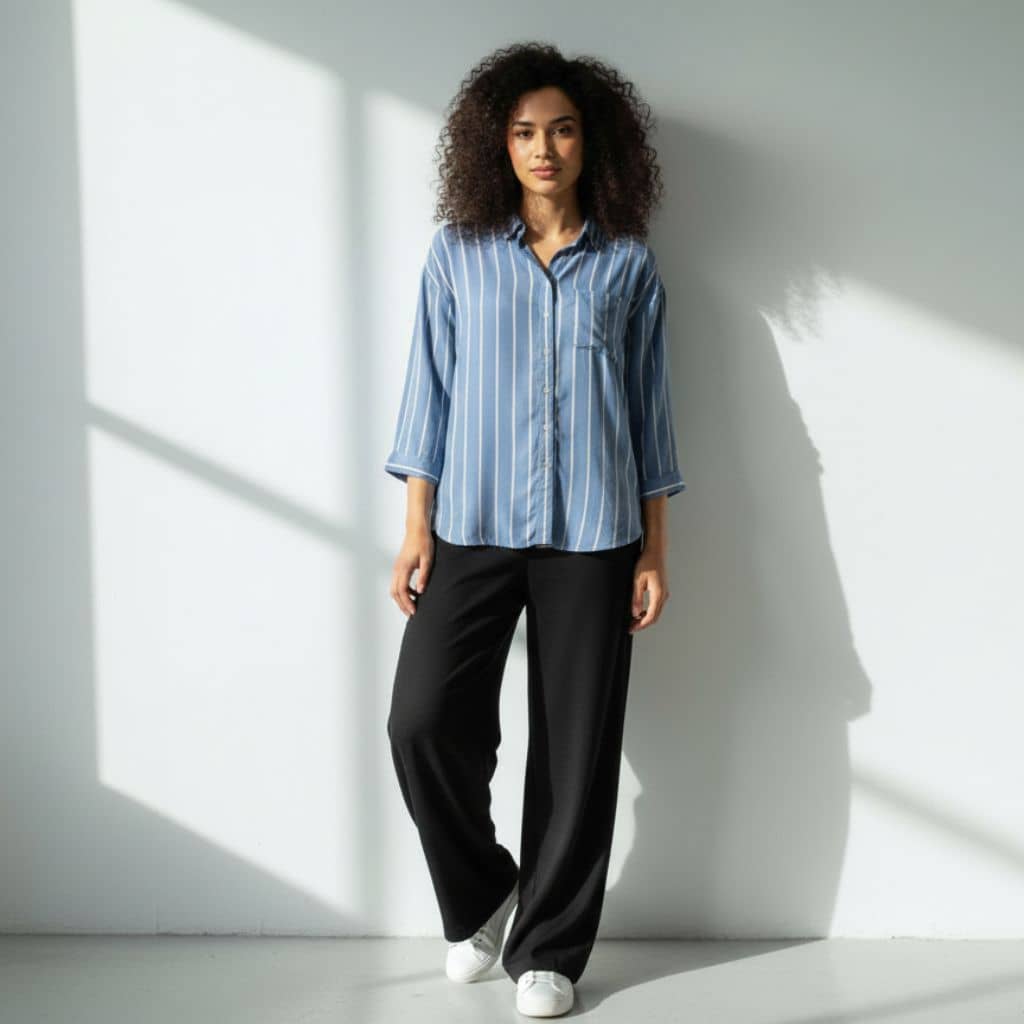 The Blue Vertical Striped Cotton Shirt