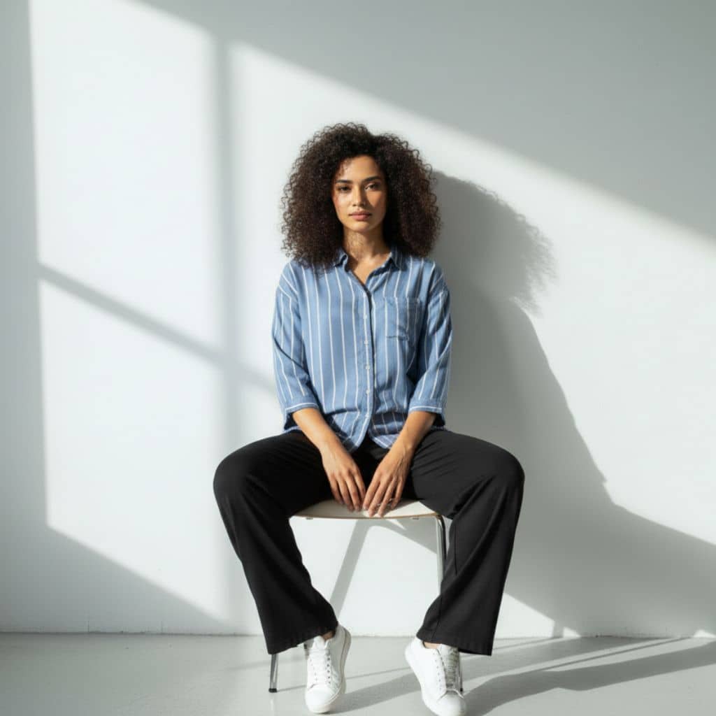 The Blue Vertical Striped Cotton Shirt