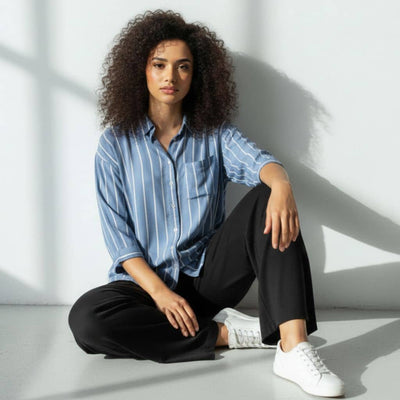 The Blue Vertical Striped Cotton Shirt