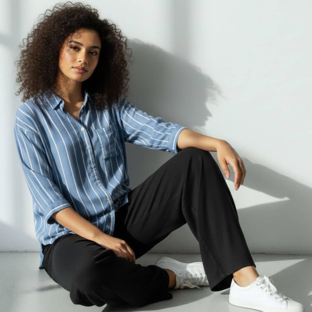 The Blue Vertical Striped Cotton Shirt