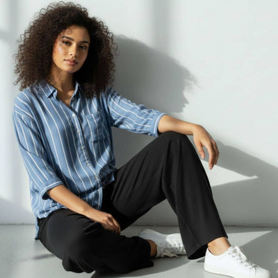 The Blue Vertical Striped Cotton Shirt