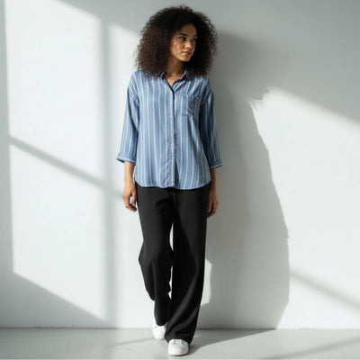 The Blue Vertical Striped Cotton Shirt