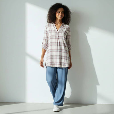 The Classic Blush Plaid Cotton Shirt