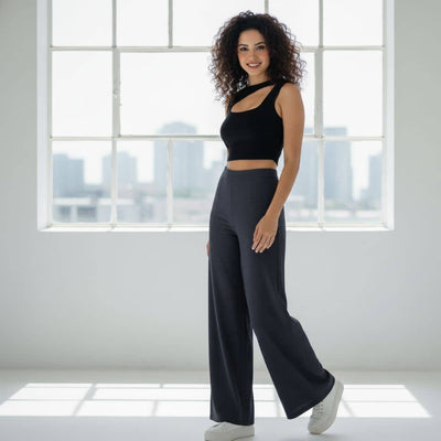 THICK in Night Blue Denim High Waist Wide Leg Trousers